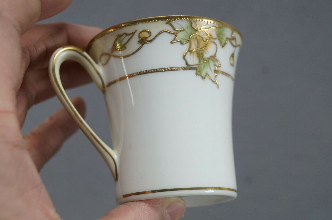 Nippon Morimura HP Orange Poppy Flowers & Gold Moriage Chocolate Cup & Saucer C