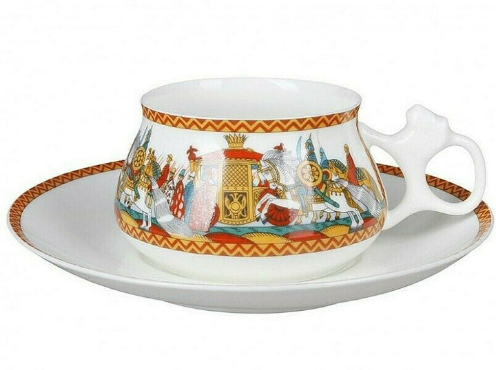 Pushkin's Army of Dadon Teacup & Saucer Imperial Lomonosov Porcelain LFZ, 180 ml
