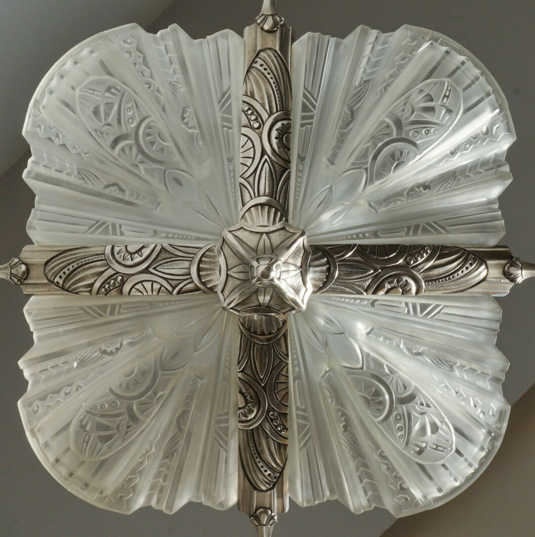 JAMAIN & FRONTISI : FRENCH 1930 ART DECO CHANDELIER .... lamp muller era France