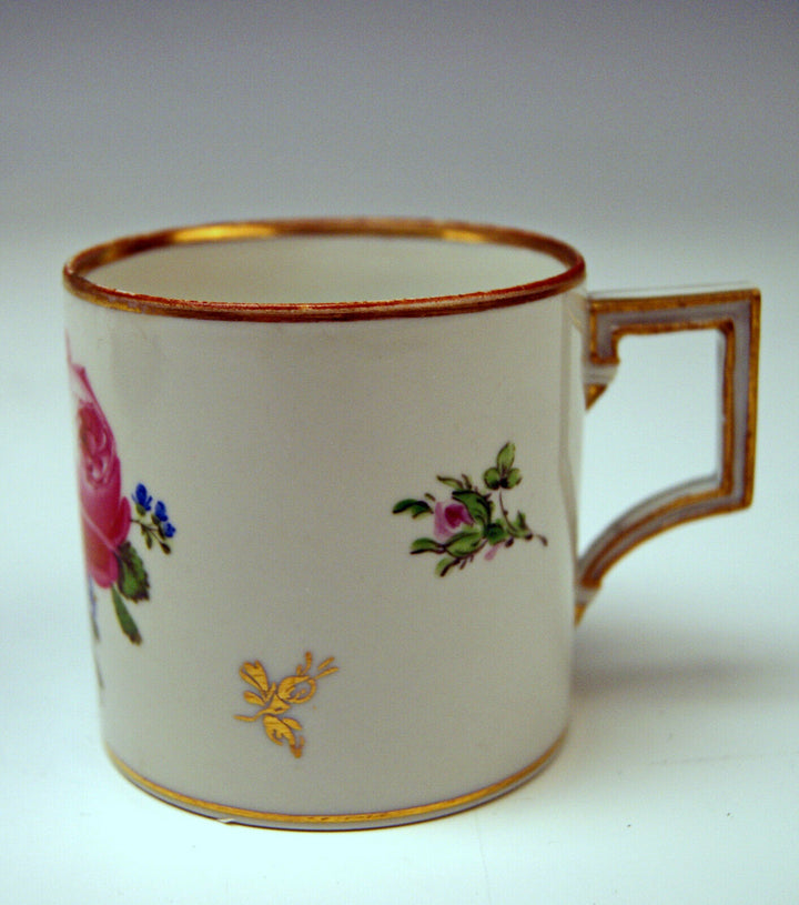 ANTIKE MEISSEN SAMMEL TASSE ROSENDEKOR CUP WITH SAUCER MARCOLINI ZEIT UM 1780