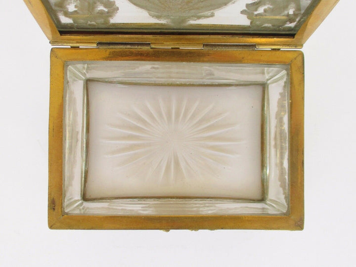 RARE ANTIQUE 19TH CENTURY FRENCH BRONZE & BACCARAT CRYSTAL JEWERLY CASKET BOX