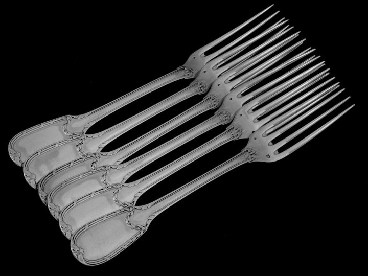 Puiforcat French Sterling Silver Dinner Flatware Set 12 pc Neoclassical