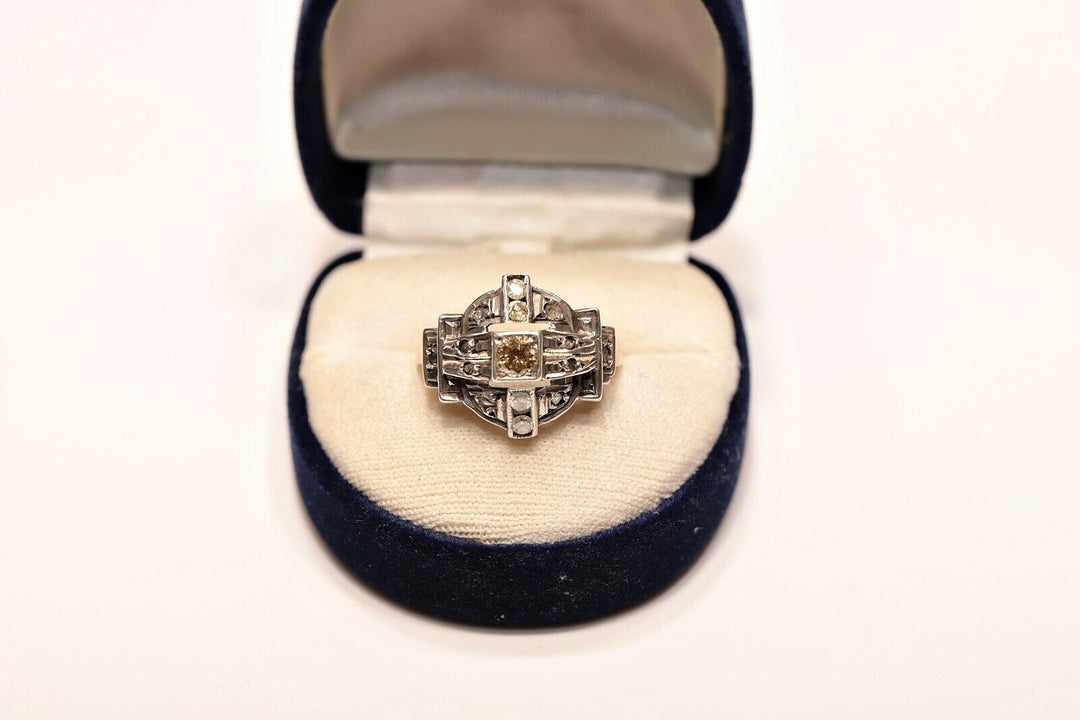 アンティーク オリジナル 14K ナチュラルダイヤモンドのヴィクトリアンナイトスタイルリング
