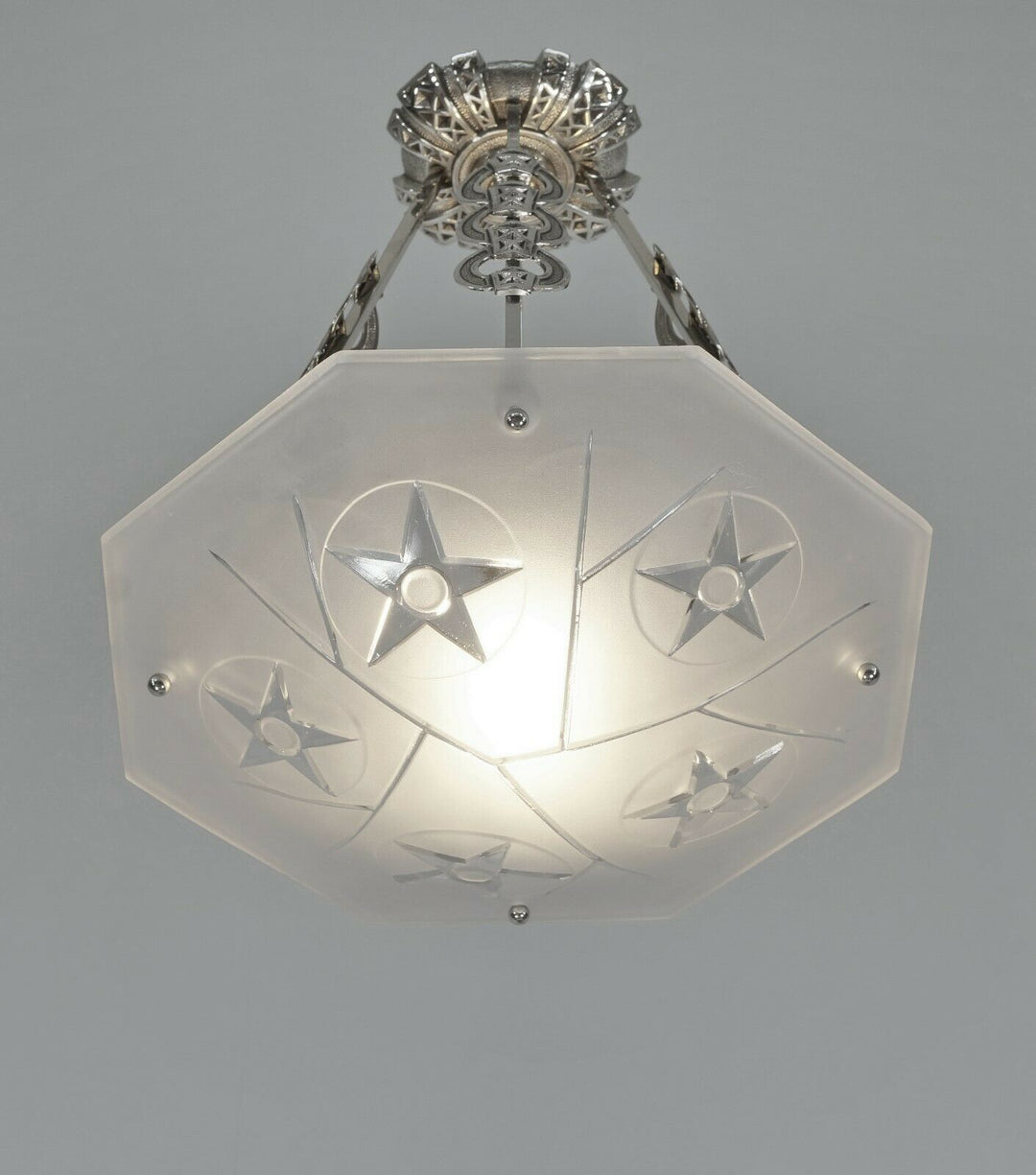 DEGUE : LARGE FRENCH 1930 ART DECO PENDANT CHANDELIER ... lustre lamp muller era