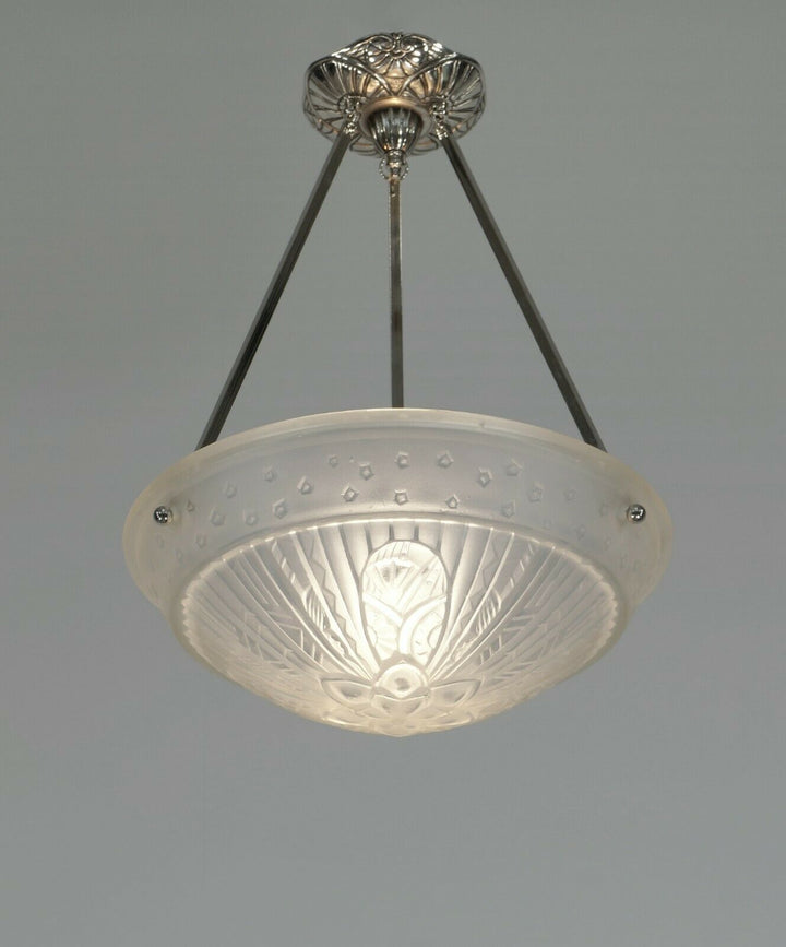 JAMAIN & FRONTISI : French 1930 art deco pendant ........ chandelier lamp France