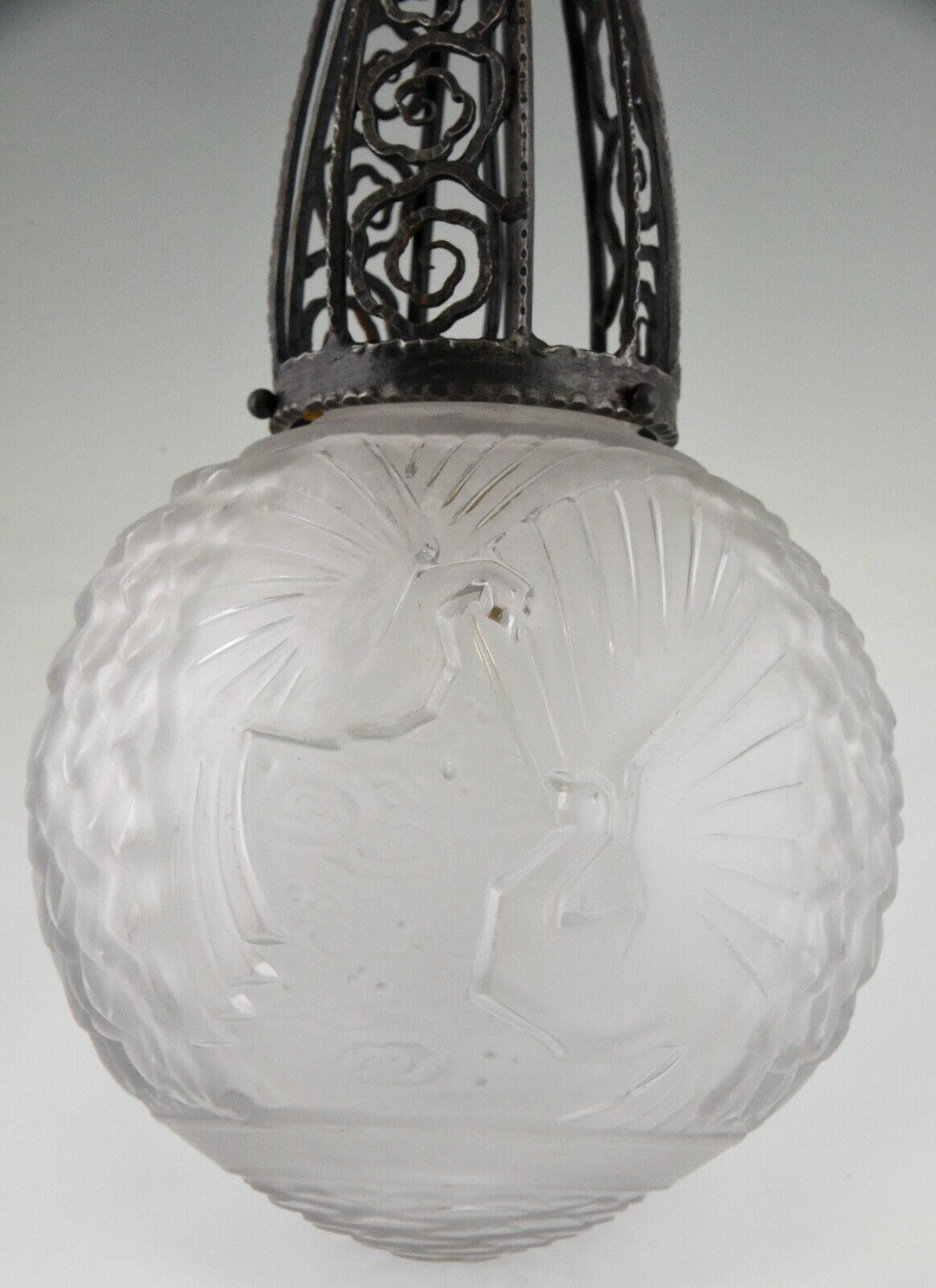 ミューラー兄弟　アールデコ　ホールランプ　孔雀