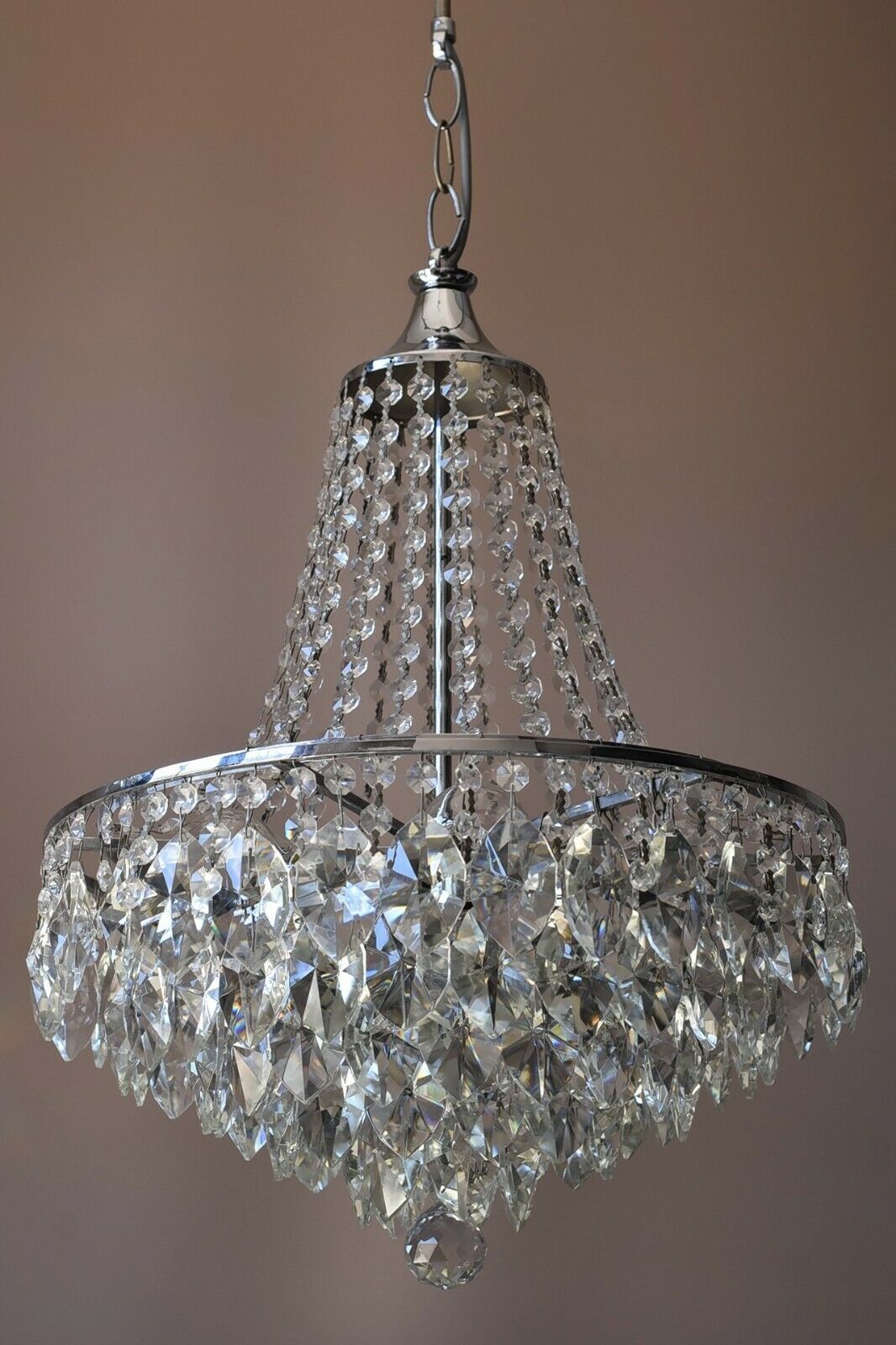 Empire Vintage Crystal Chandelier, Silver Antique Lighting French Big Light lamp