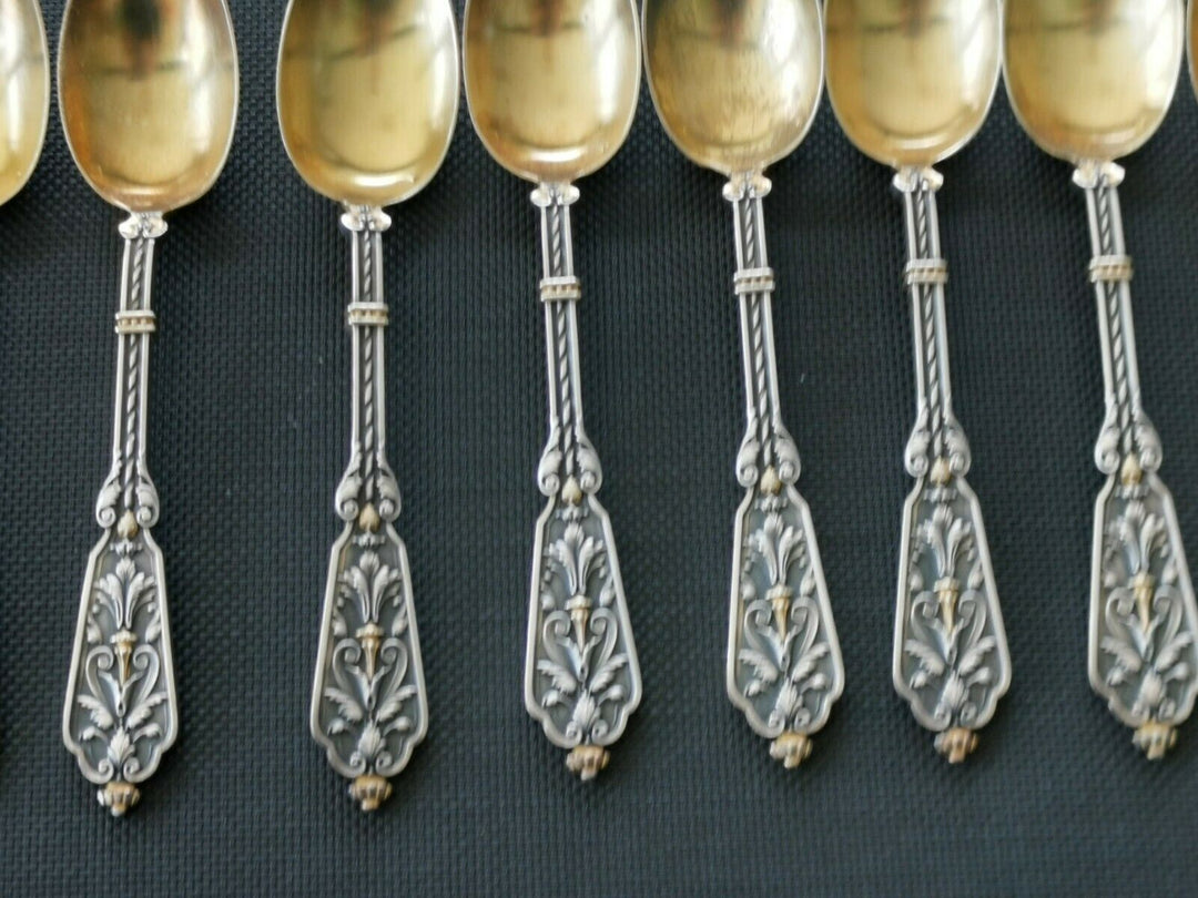 Puiforcat Solid Silver Vermeil Renaissance François 1er 12 Spoons The Desser