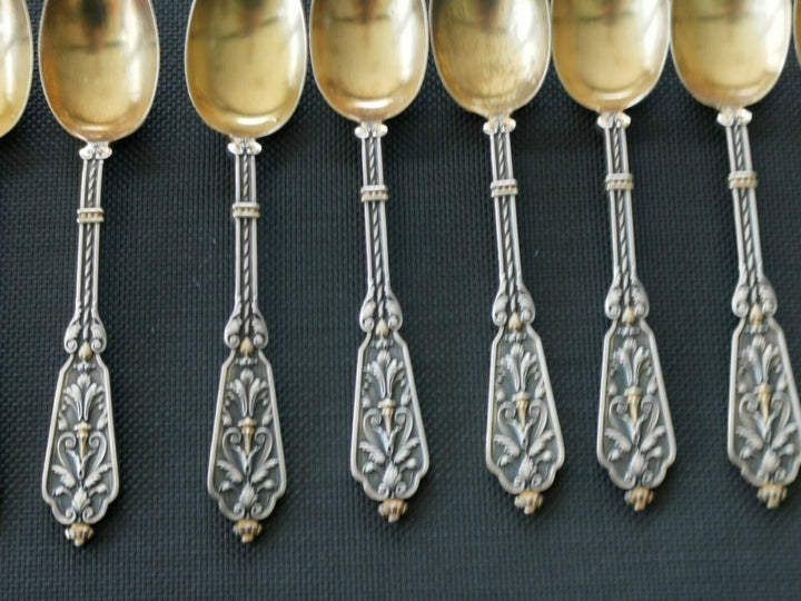 Puiforcat Solid Silver Vermeil Renaissance François 1er 12 Spoons The Desser