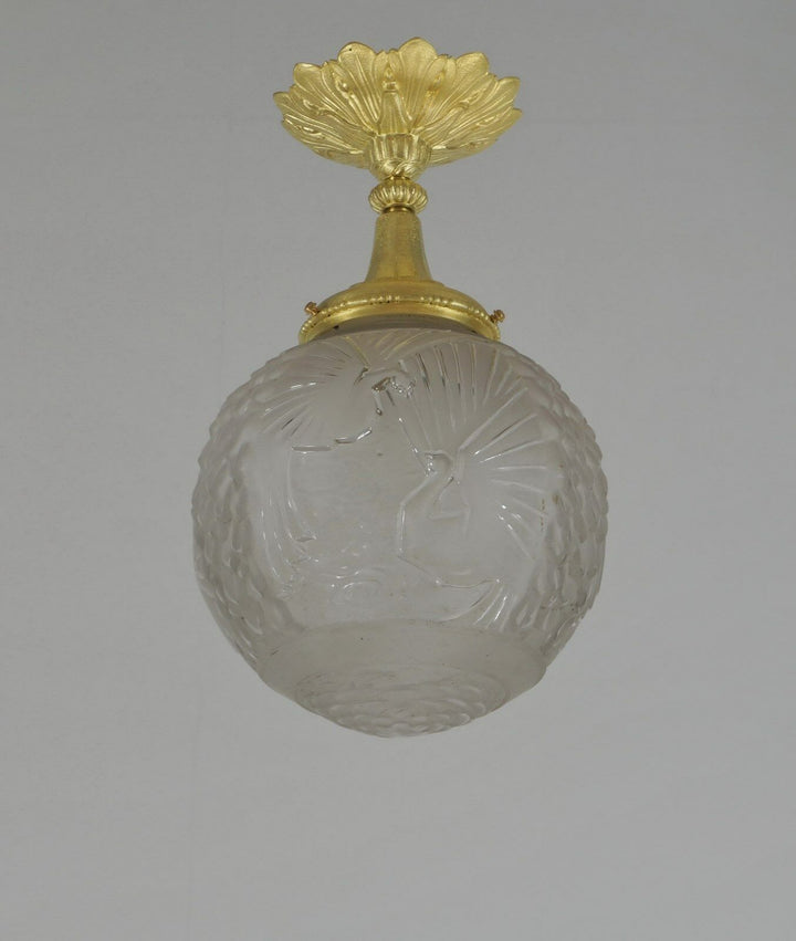 GILLES & MULLER FRERES : FRENCH ART DECO PENDANT flush mount 1930 chandelier