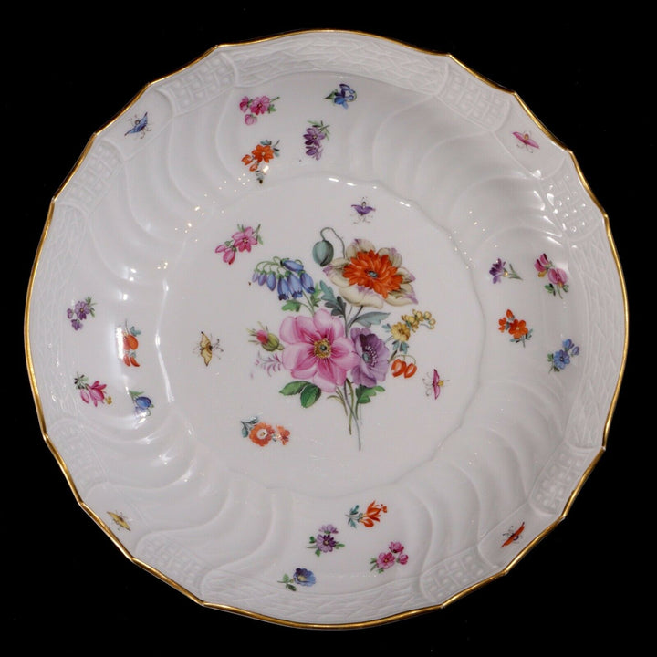 Antique Meissen Flowers & Insects large serving fruit /salad bowl 25 cm, Superb