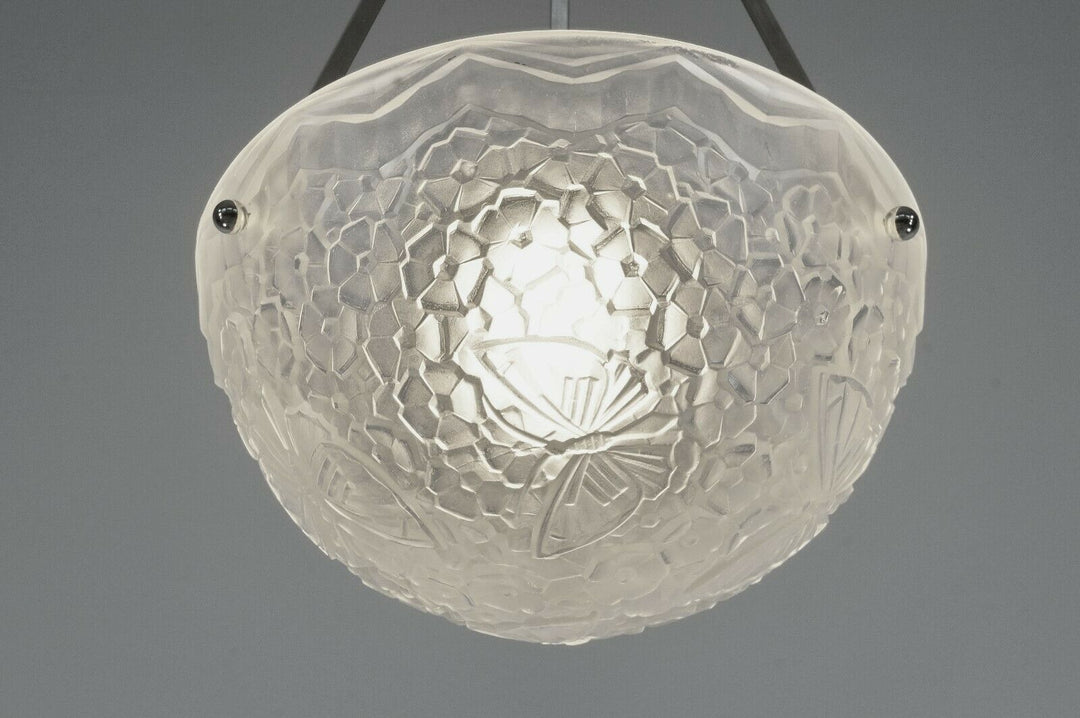 HETTIER VINCENT & HANOTS : pair of FRENCH ART DECO PENDANT S . chandelier France