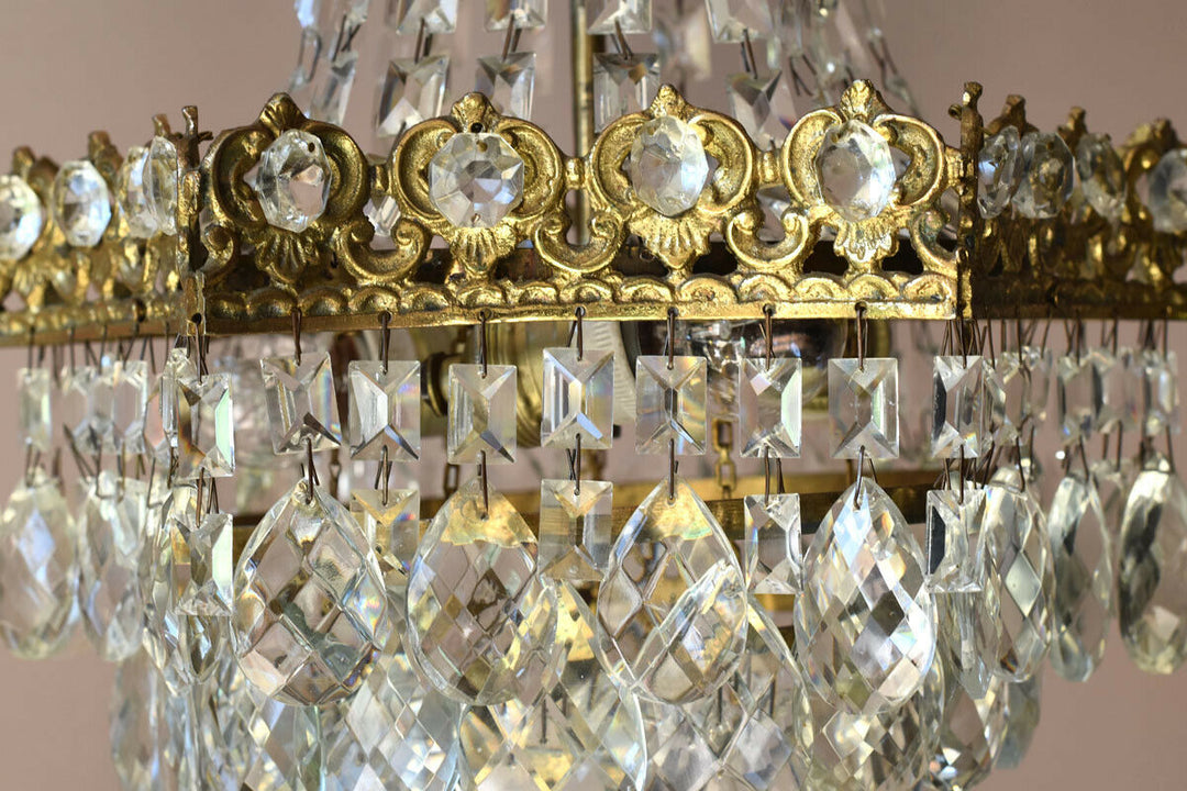 Rare Antique French Crystal Chandelier Vintage Ceiling Living Room Lighting