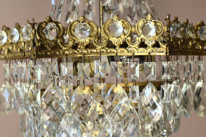 Rare Antique French Crystal Chandelier Vintage Ceiling Living Room Lighting