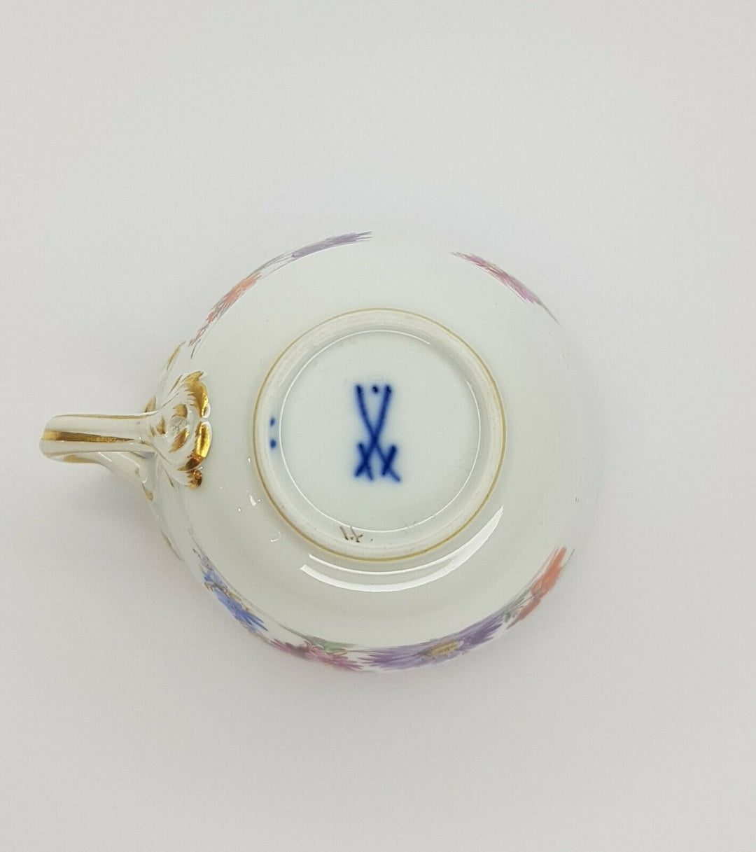 Meissen Coffee Cup & Saucer Bouquet Cobalt Gilt edge Pfeiffer Period