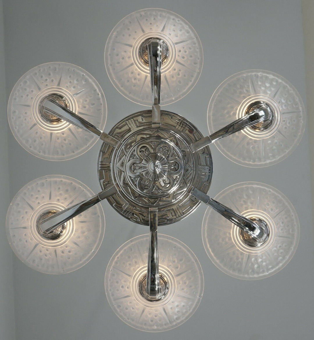 RANC & MULLER : FRENCH 1930 ART DECO CHANDELIER #3 .. lamp degue daum era France