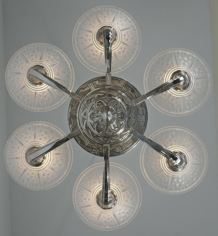RANC & MULLER : FRENCH 1930 ART DECO CHANDELIER #3 .. lamp degue daum era France