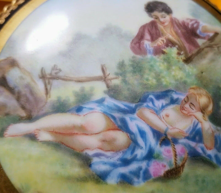 ANTIQUE FRENCH SEVRES PORCELAIN & BRONZE JEWERLY OR TRINKET BOX SIGNED BY ARTIST