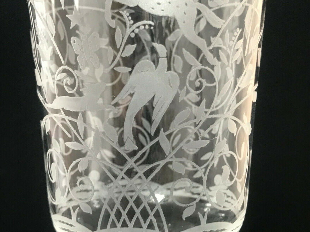Vintage Baccarat Crystal-Jasmina Wine Glass Goblets-Etched w/Gold Trim-Set Of 4