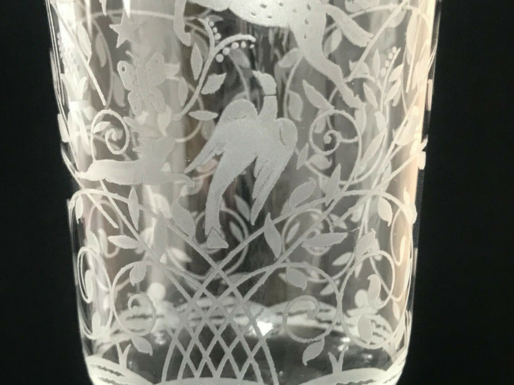 Vintage Baccarat Crystal-Jasmina Wine Glass Goblets-Etched w/Gold Trim-Set Of 4