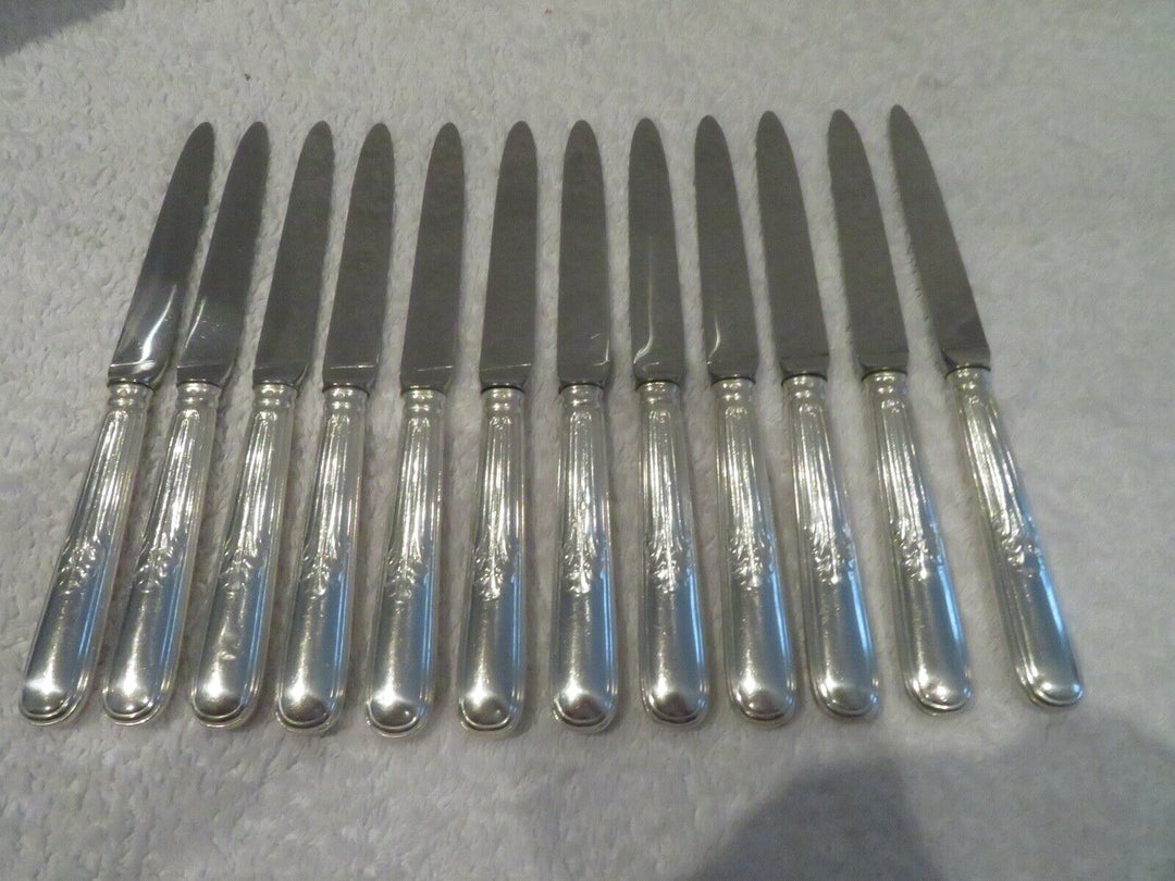 Gorgeous 20th c french 800 silver 12 dessert knives Puiforcat Louis XVI st