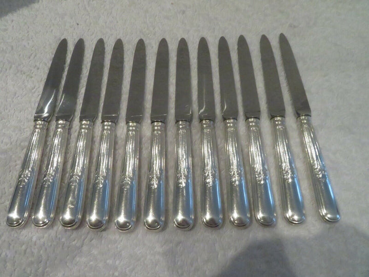 Gorgeous 20th c french 800 silver 12 dessert knives Puiforcat Louis XVI st
