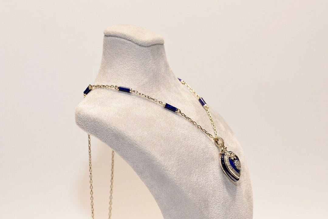 アンティーク ビクトリア朝スタイル 14K ゴールド 天然ダイヤモンド ハートネックレス