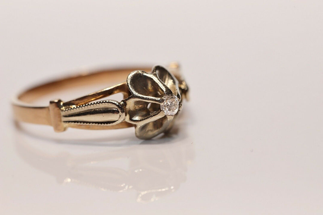 アンティーク 14K ナチュラルダイヤモンドのロシアンリング