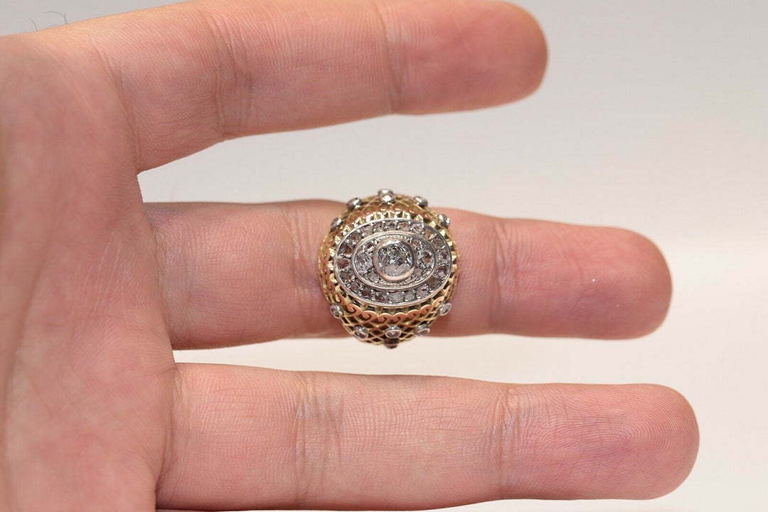 アンティーク 14K ナチュラルダイヤモンドとローズカットダイヤモンドのヴィクトリアンリング