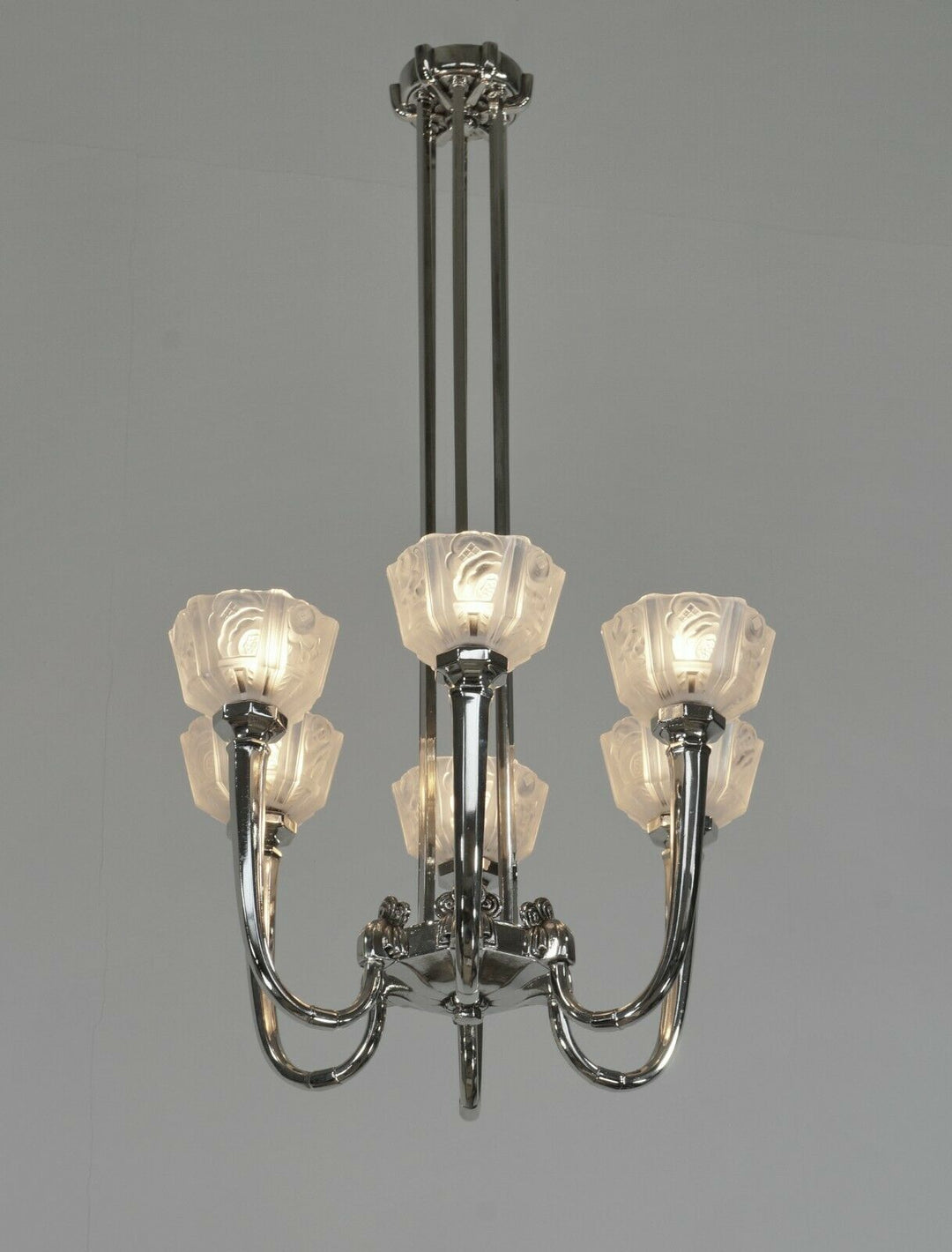 GM BORETTI : FRENCH 1930 ART DECO CHANDELIER . lamp muller degue daum era France