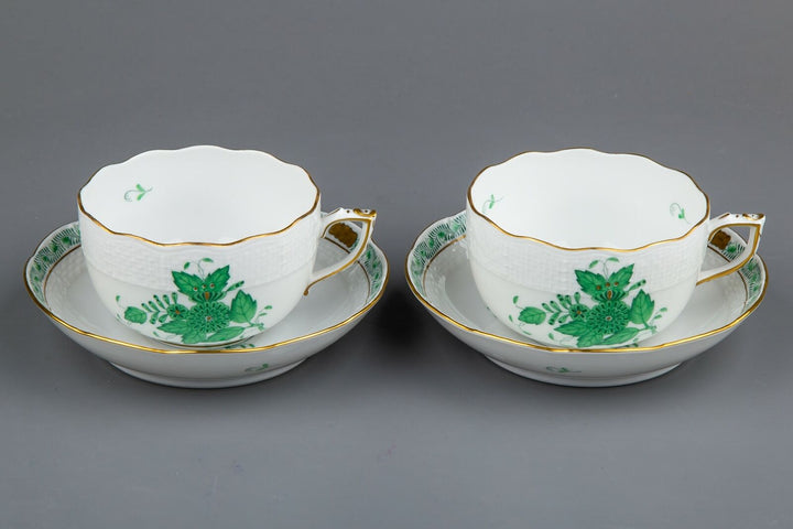 ヘレンド アポニーグリーン カップ＆ソーサー 2客セット