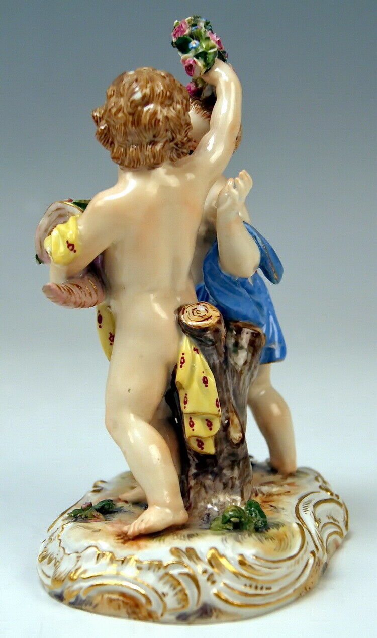 邁森 MEISSEN マイセン FIGUR 2 TANZENDE PUTTEN AMORETTEN 2 CHERUBS MNR: 2991 UM 1860