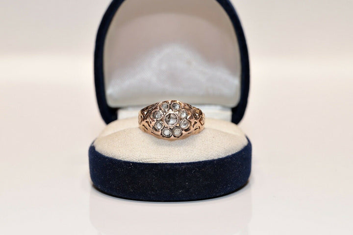 アンティーク オリジナル 10K ナチュラルローズカットダイヤモンドのオスマンリング