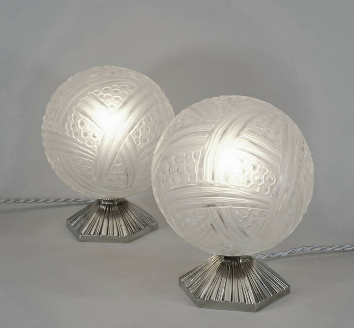 エティエ・ヴァンソン　ペアのフランス製アールデコランプ　1930年