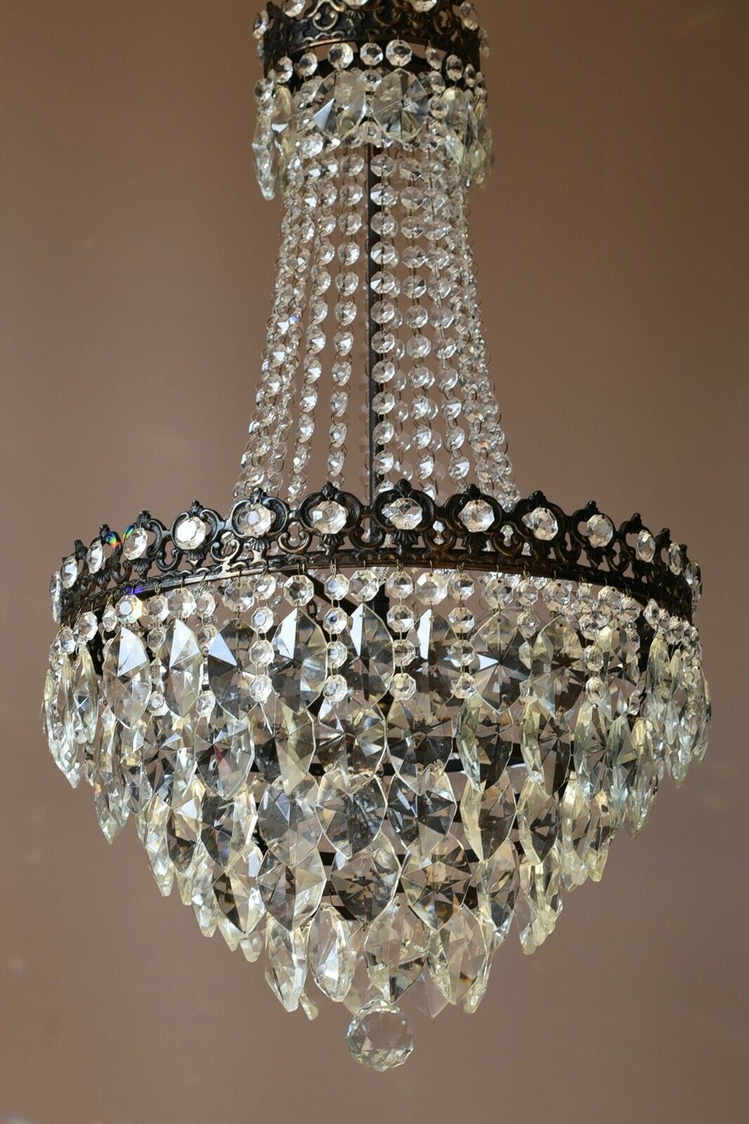 Vintage Crystal Chandelier Antique Brass French Empire Home Lighting Retro lamp