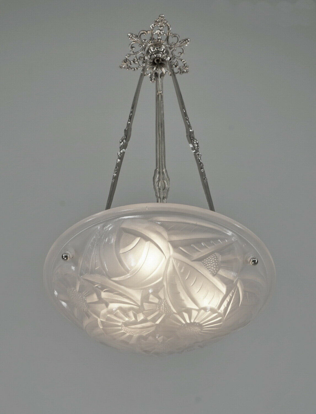 DEGUE : FRENCH 1930 ART DECO CHANDELIER ... pendant lustre lamp lampe muller era