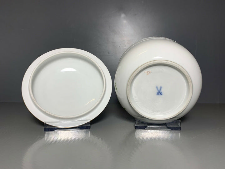 GROSSE MEISSEN DECKELDOSE ZUCKERDOSE DOSE VOGEL SCHMETTERLING TOP ZUSTAND 1.WAHL