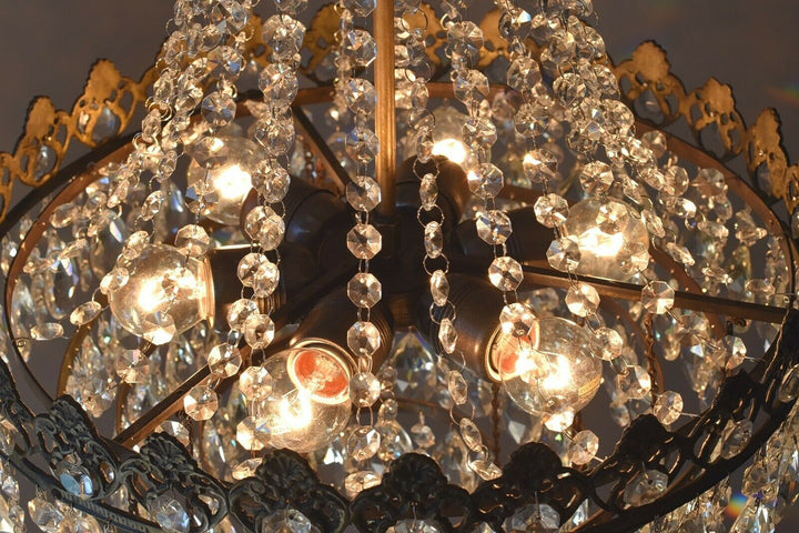 Empire Vintage Crystal Chandelier, 1950's Antique Lighting, French lamp on Sale