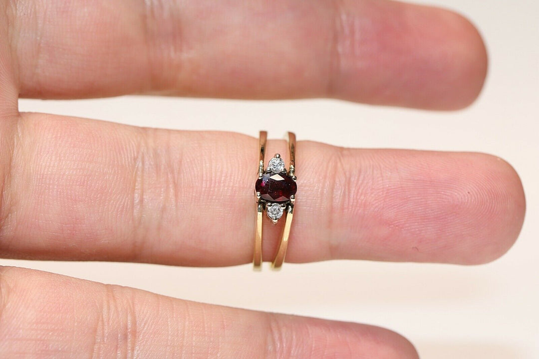 ヴィンテージ 18K ナチュラルダイヤモンド、エメラルド、ルビーのリバーシブルリング