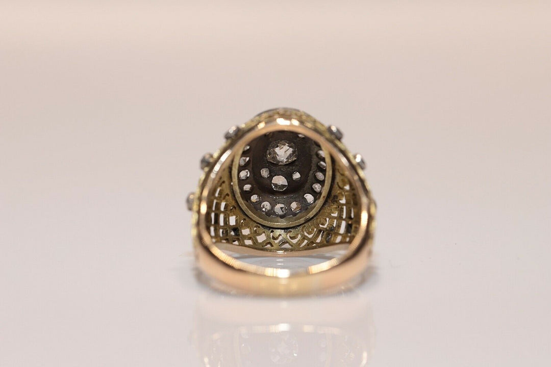 アンティーク 14K ナチュラルダイヤモンドとローズカットダイヤモンドのヴィクトリアンリング