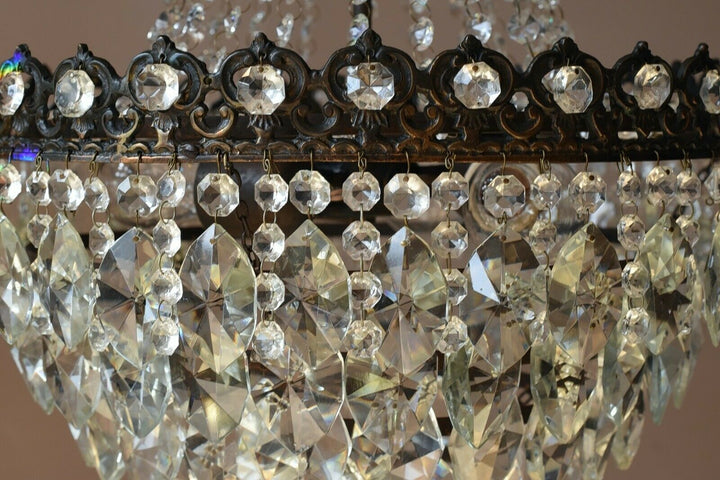 Vintage Crystal Chandelier Antique Brass French Empire Home Lighting Retro lamp