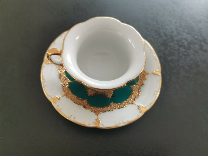 マイセン　Bフォーム　ロシアングリーン　コーヒーカップ＆ソーサー　2級品