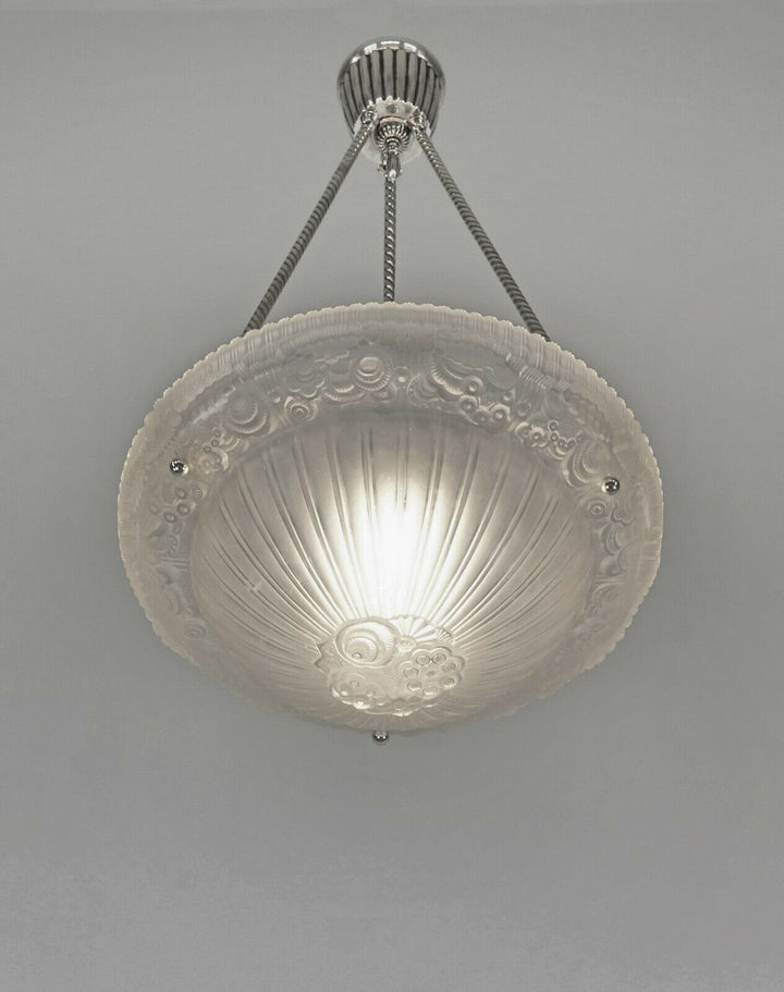 LELEU : FRENCH 1925 ART DECO CHANDELIER ......... 1930 pendant lamp lampe JEHEL