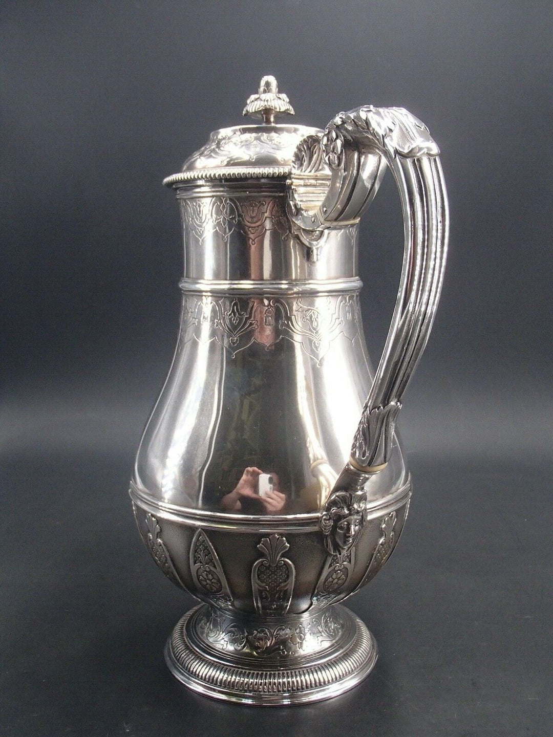 CARDEILHAC RARE CAFETIERE EN ARGENT MASSIF POINCON MINERVE DECOR REGENCE