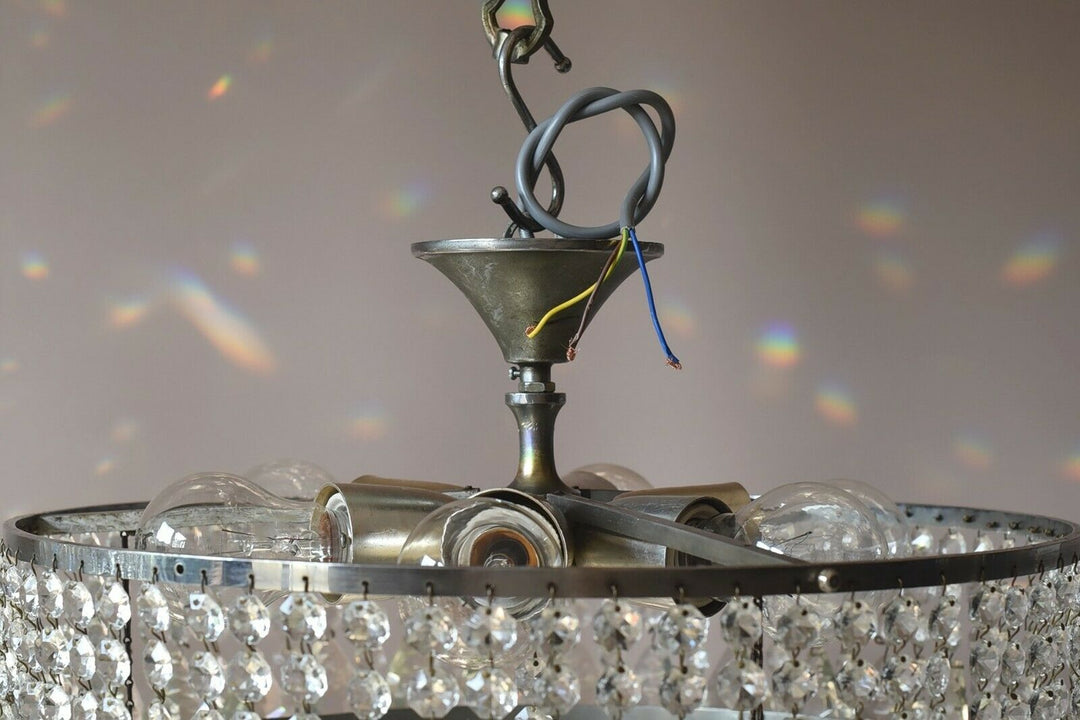 Silver Flush Crystal Crystal Chandelier, Ceiling Antique Vintage Lighting lamp