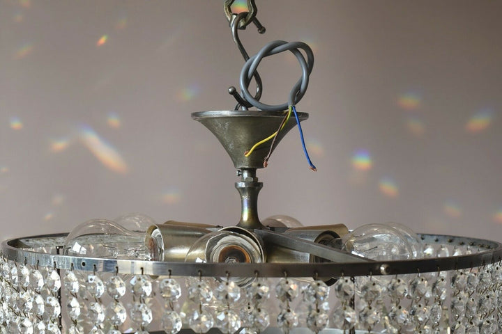 Silver Flush Crystal Crystal Chandelier, Ceiling Antique Vintage Lighting lamp