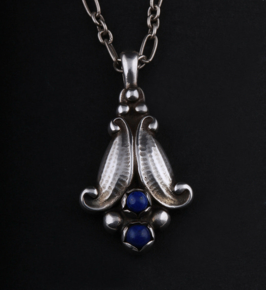 GEORG JENSEN Sterling Silver Pendant Of The Year 1993 with Lapis Lazuli.