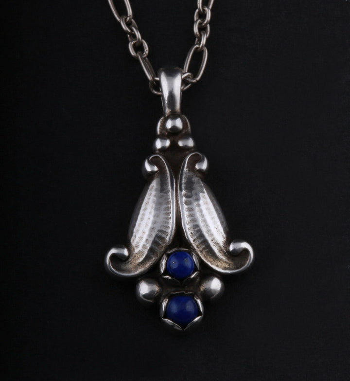 GEORG JENSEN Sterling Silver Pendant Of The Year 1993 with Lapis Lazuli.