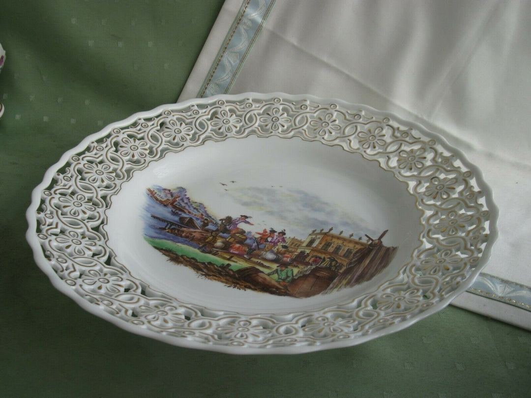 Schöner großer Meissen Wand-Teller mit Hafen / Handels-Szene