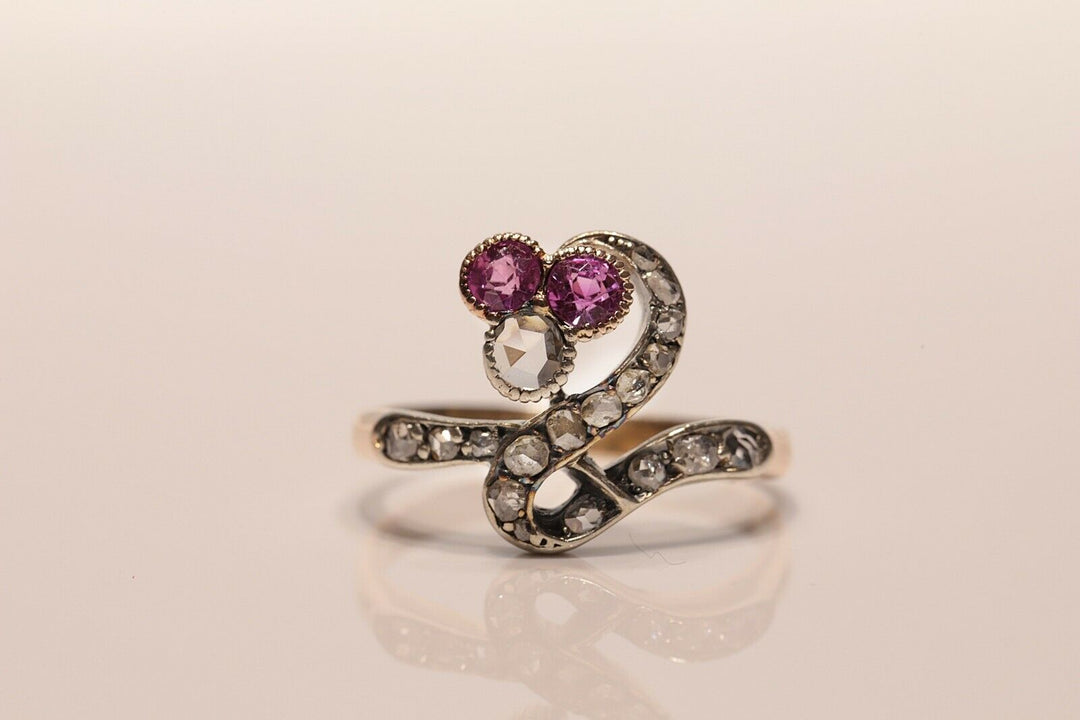 アンティーク オリジナル アールヌーヴォー 18K ナチュラルローズカット　ダイヤモンドのリング